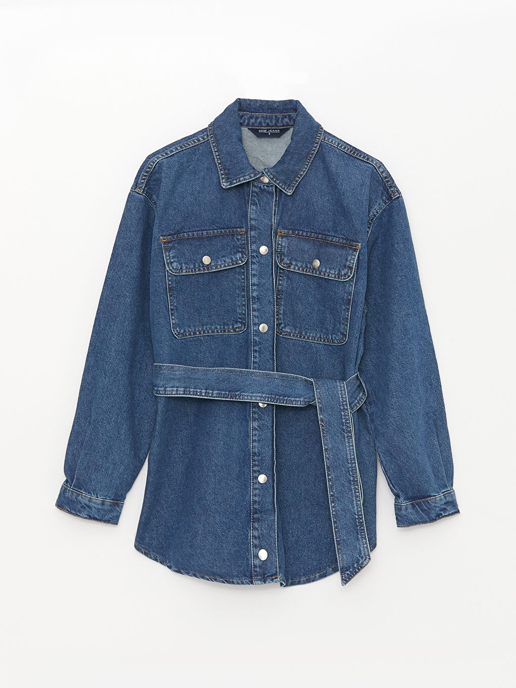 LCW Vision Shirt Collar Oversize Women's Denim Jacket -S35400Z8-507