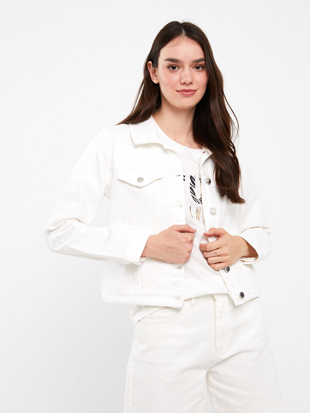 LCW Vision Veste en jean à col pour Femmes -S35405Z8-844