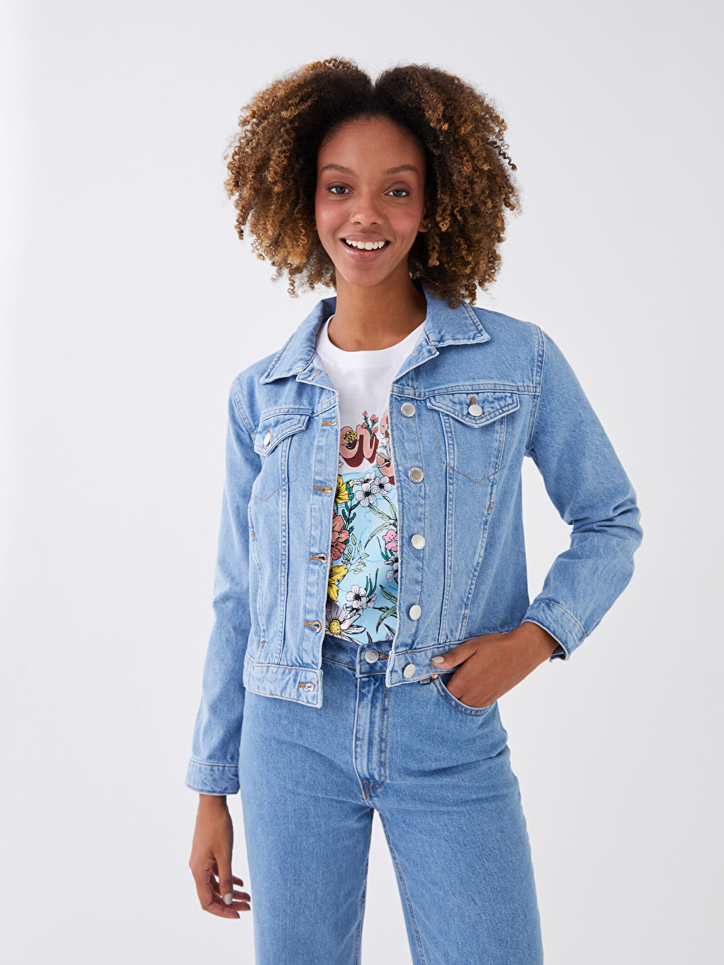 Collared Neck Women's Denim Jacket