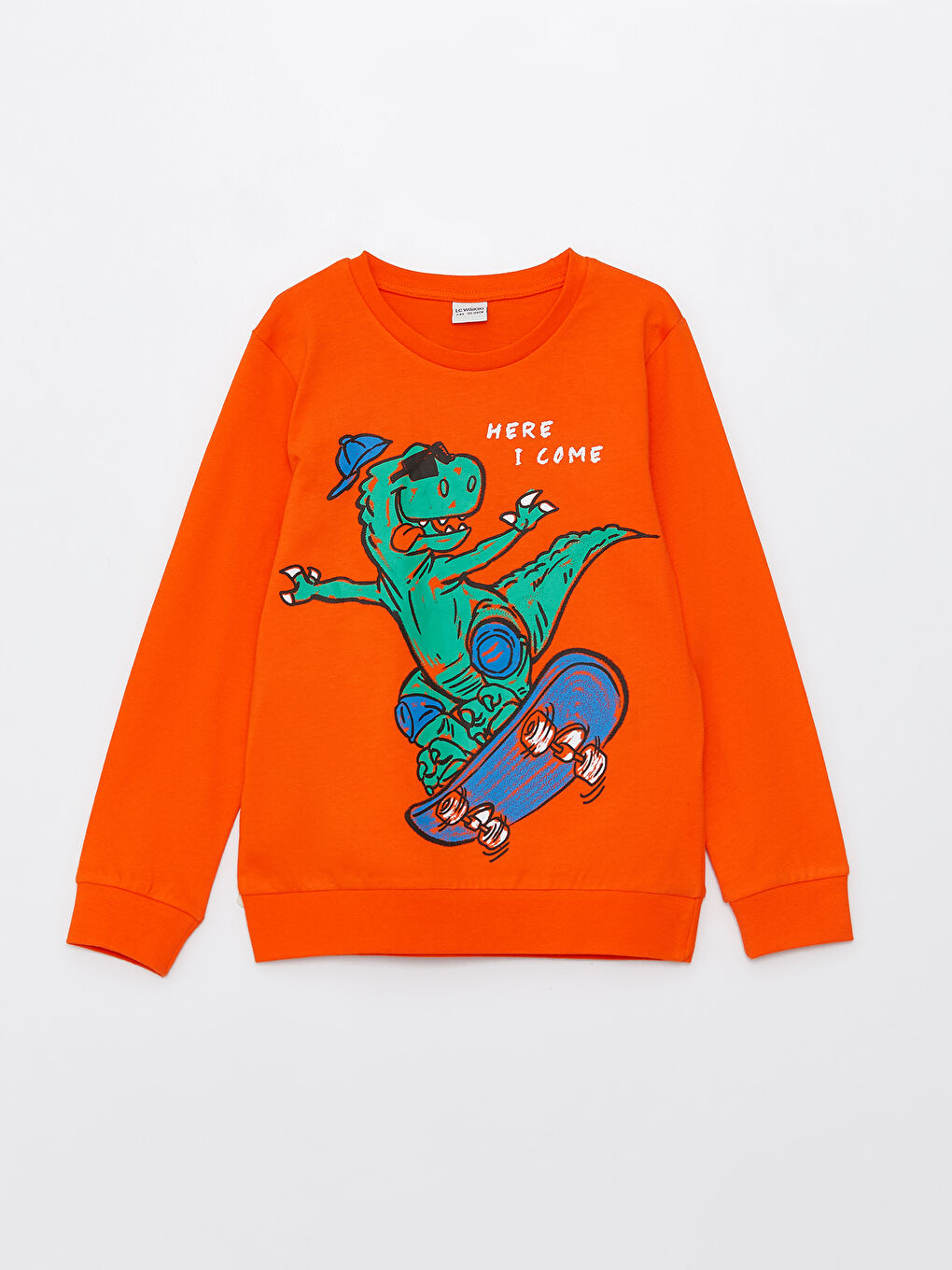 Ұлдарға арналған ұзын жеңді дөңгелек жағалы принтті футболка