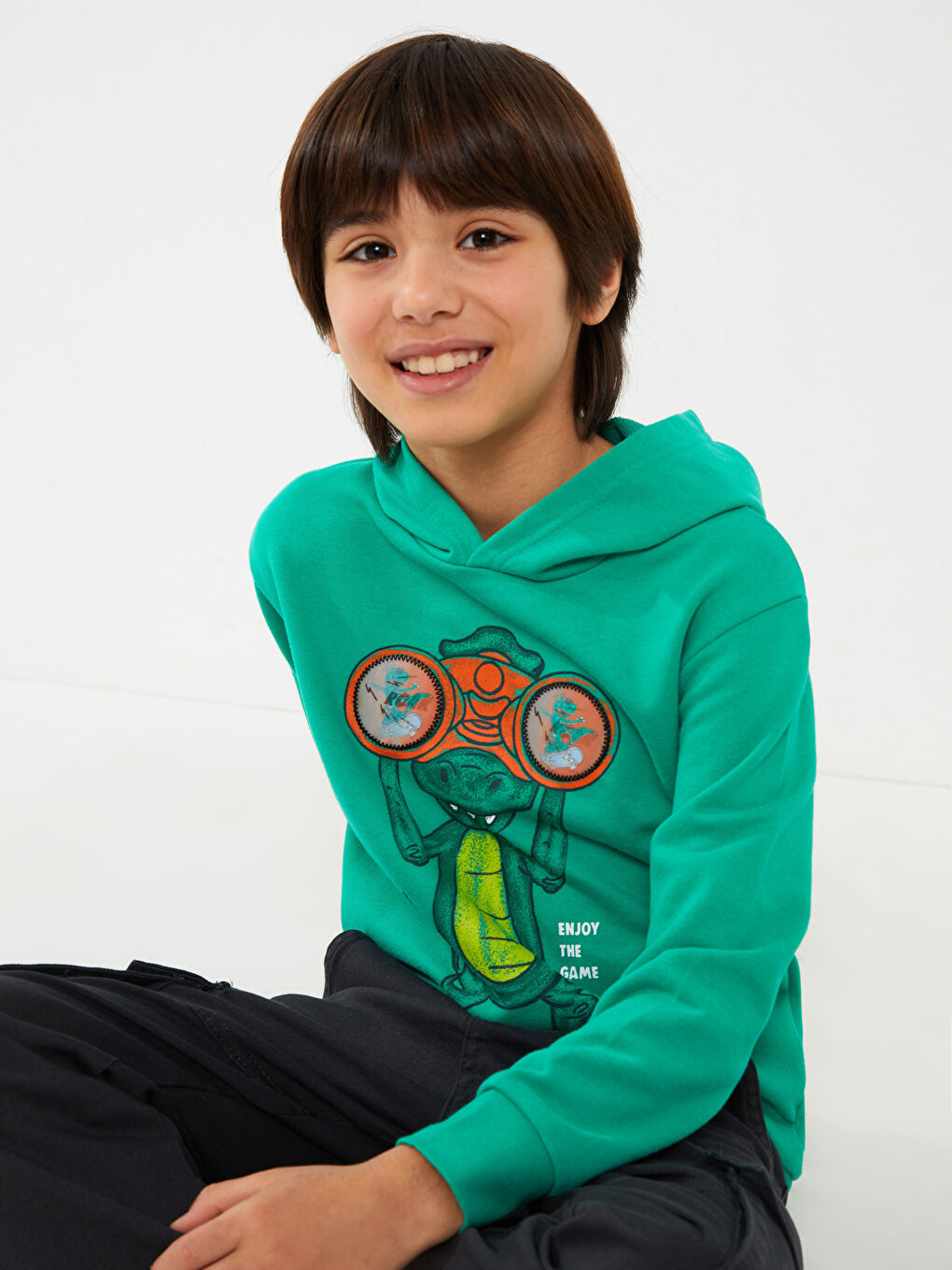 Hooded Printed Long Sleeve Boys' Sweatshirt -S35421Z4-GQG