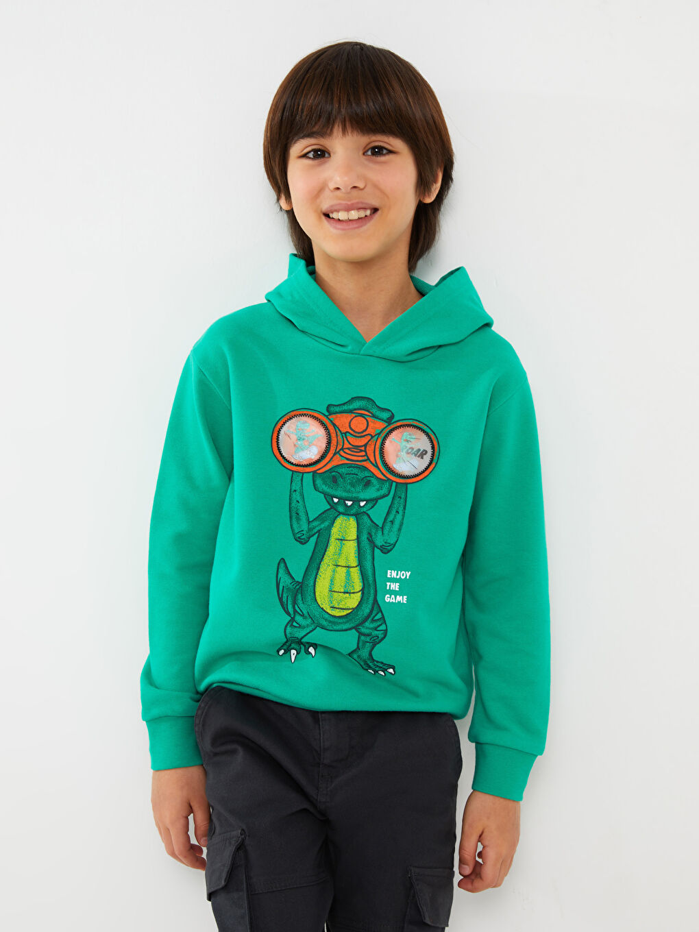 Hooded Printed Long Sleeve Boys' Sweatshirt -S35421Z4-GQG