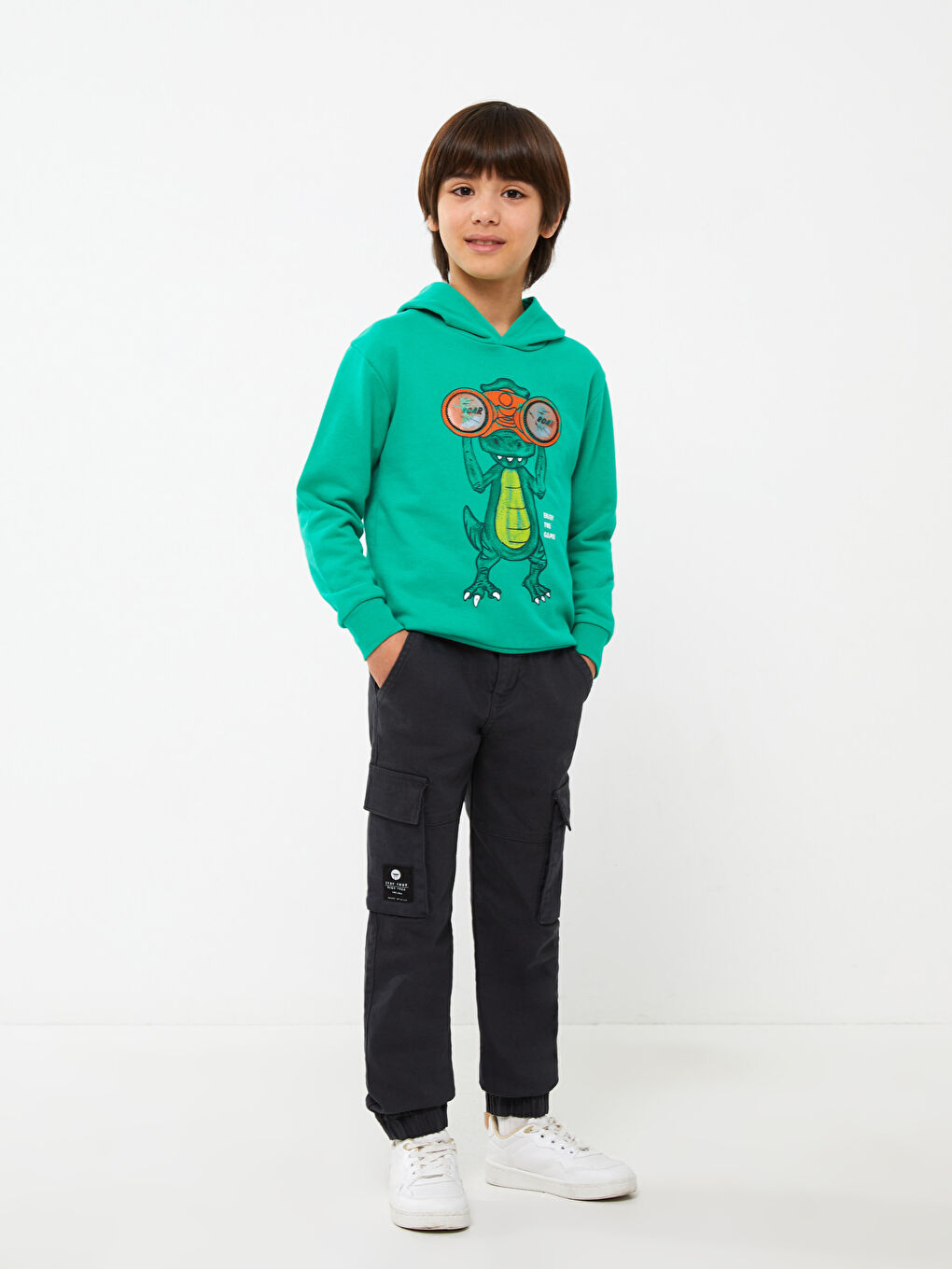Hooded Printed Long Sleeve Boys' Sweatshirt -S35421Z4-GQG
