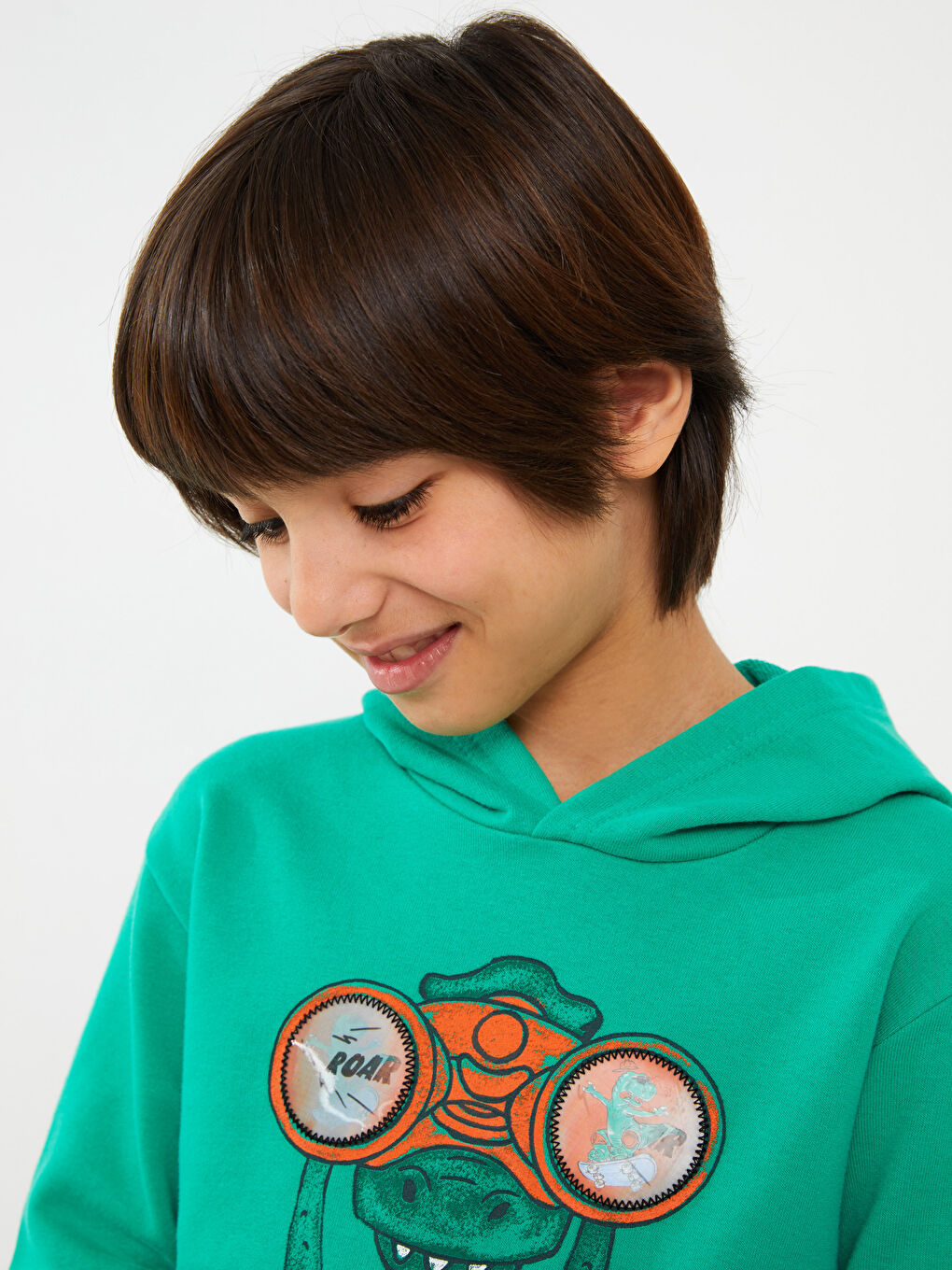 Hooded Printed Long Sleeve Boys' Sweatshirt -S35421Z4-GQG