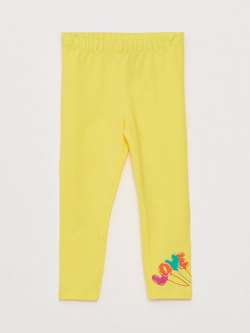 Sarı Beli Lastikli Baskılı Kız Bebek Tayt