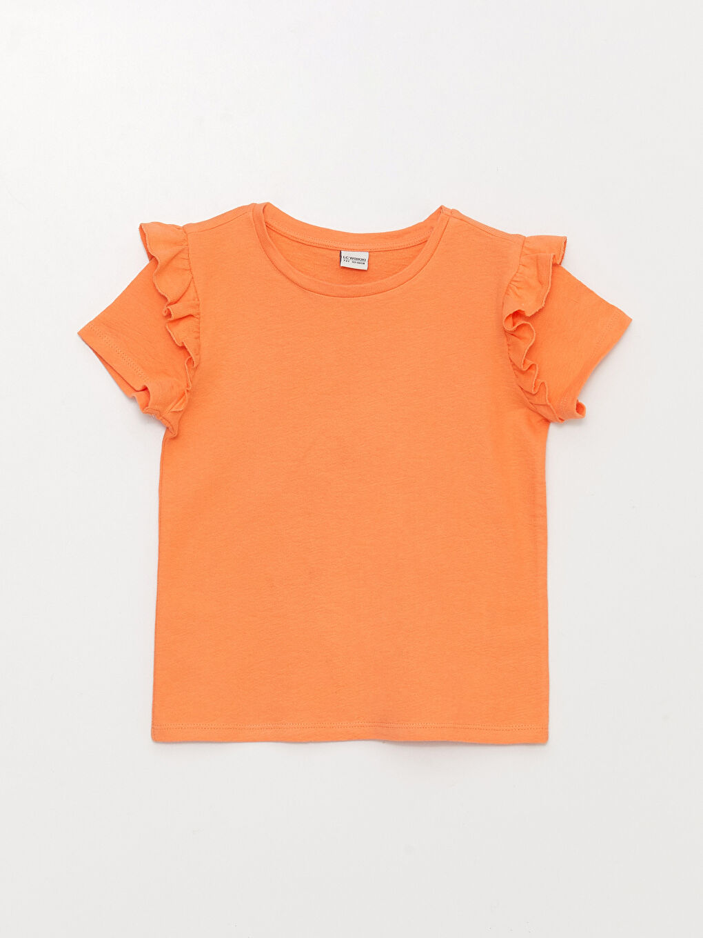 Turuncu Bisiklet Yaka Basic Kısa Kollu Kız Çocuk Tişört