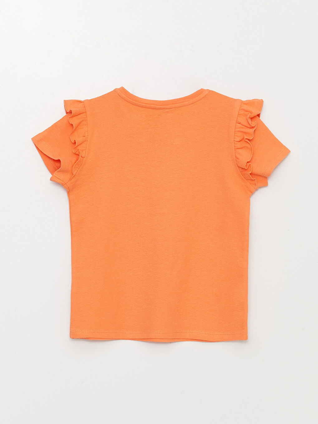 Turuncu Bisiklet Yaka Basic Kısa Kollu Kız Çocuk Tişört-2