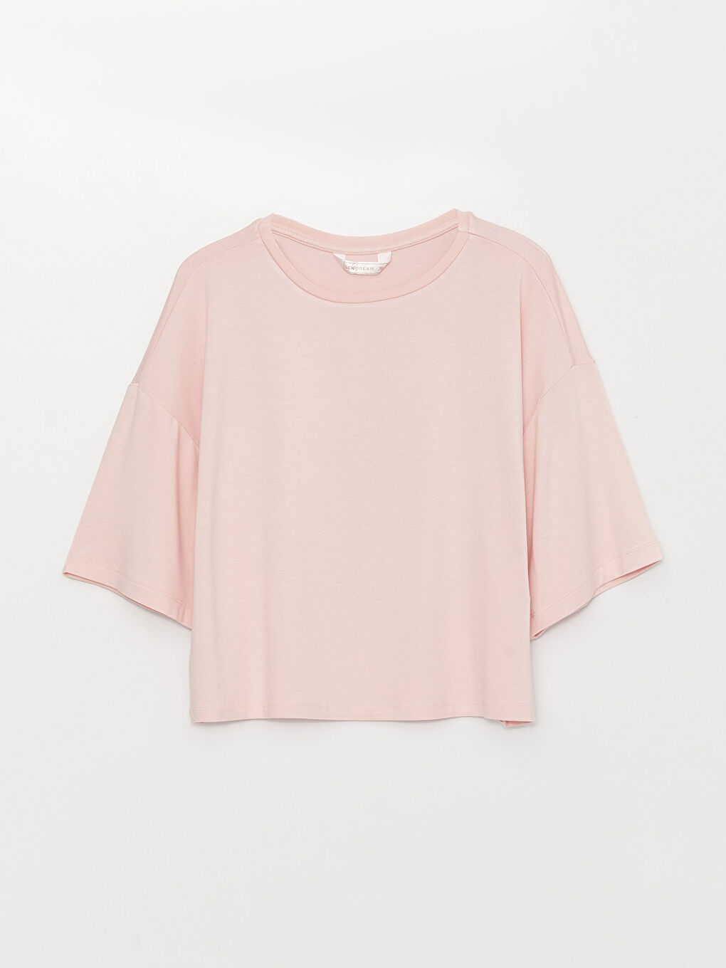 Pembe Bisiklet Yaka Düz Kısa Kollu Kadın Pijama Takım-6