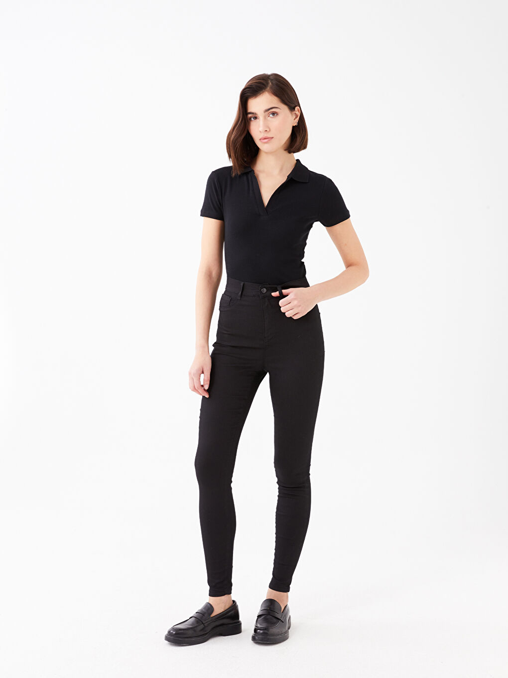 Siyah Yüksek Bel Jüpiter Süper Skinny Fit Kadın Jean Pantolon