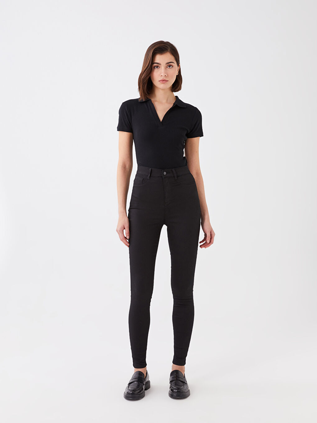 Siyah Yüksek Bel Jüpiter Süper Skinny Fit Kadın Jean Pantolon-1