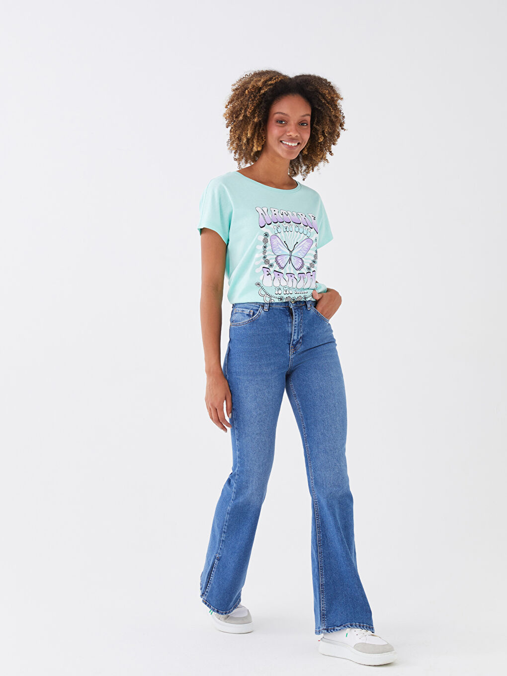 Blugi Evazați Marte cu Talie Înaltă pentru Femei-1