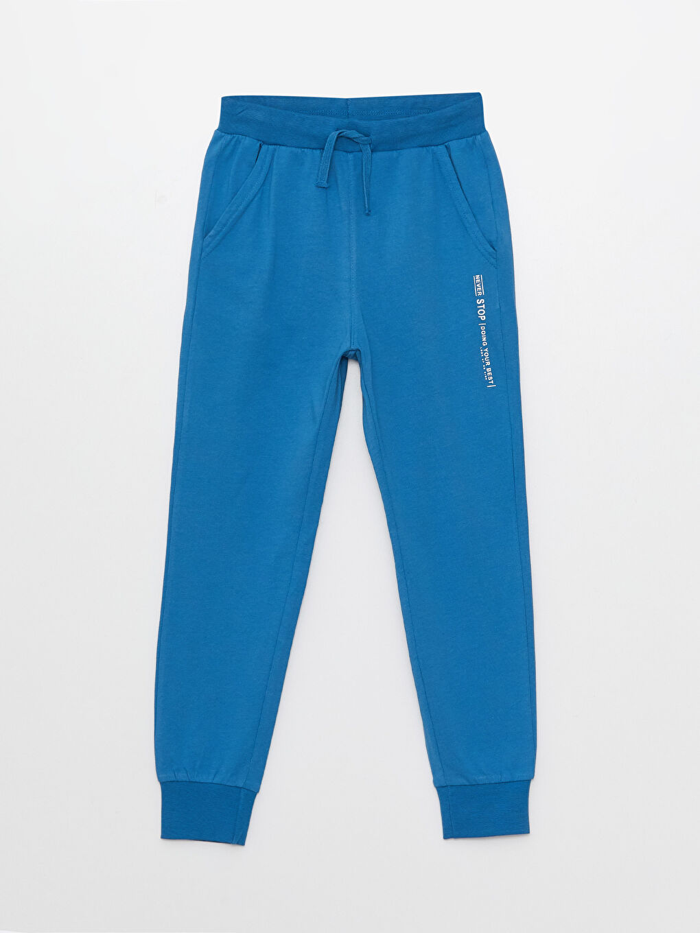 Mavi Beli Lastikli Baskılı Erkek Çocuk Jogger Eşofman Altı