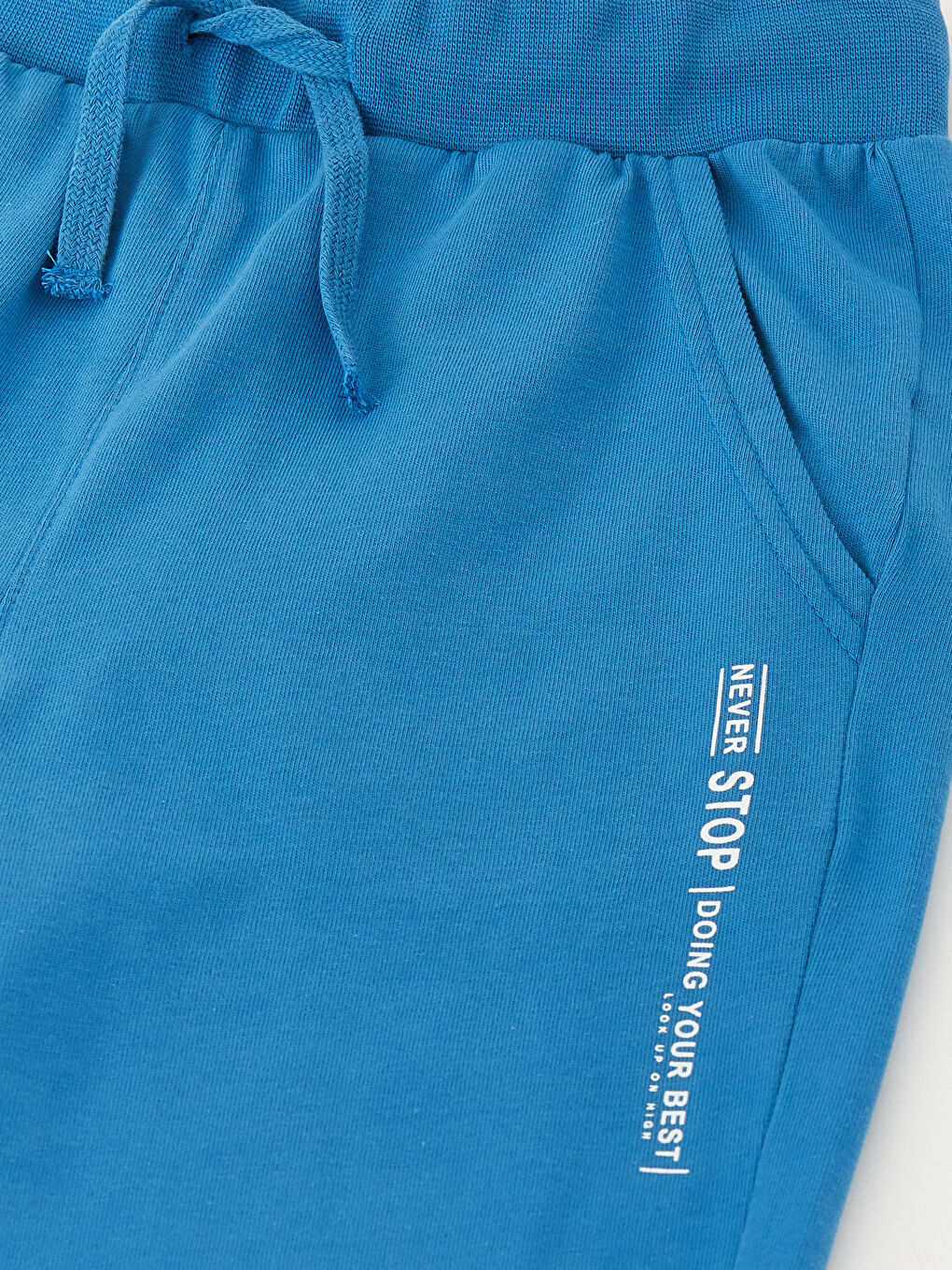 Mavi Beli Lastikli Baskılı Erkek Çocuk Jogger Eşofman Altı-2