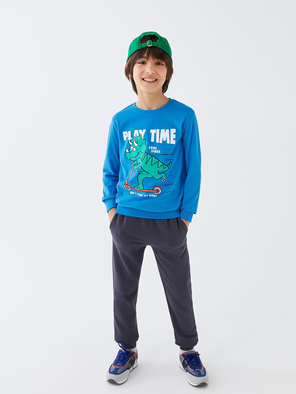 Crew Neck Printed Long Sleeve Boys' T-Shirt & Sweatpants -S35540Z4-H7M