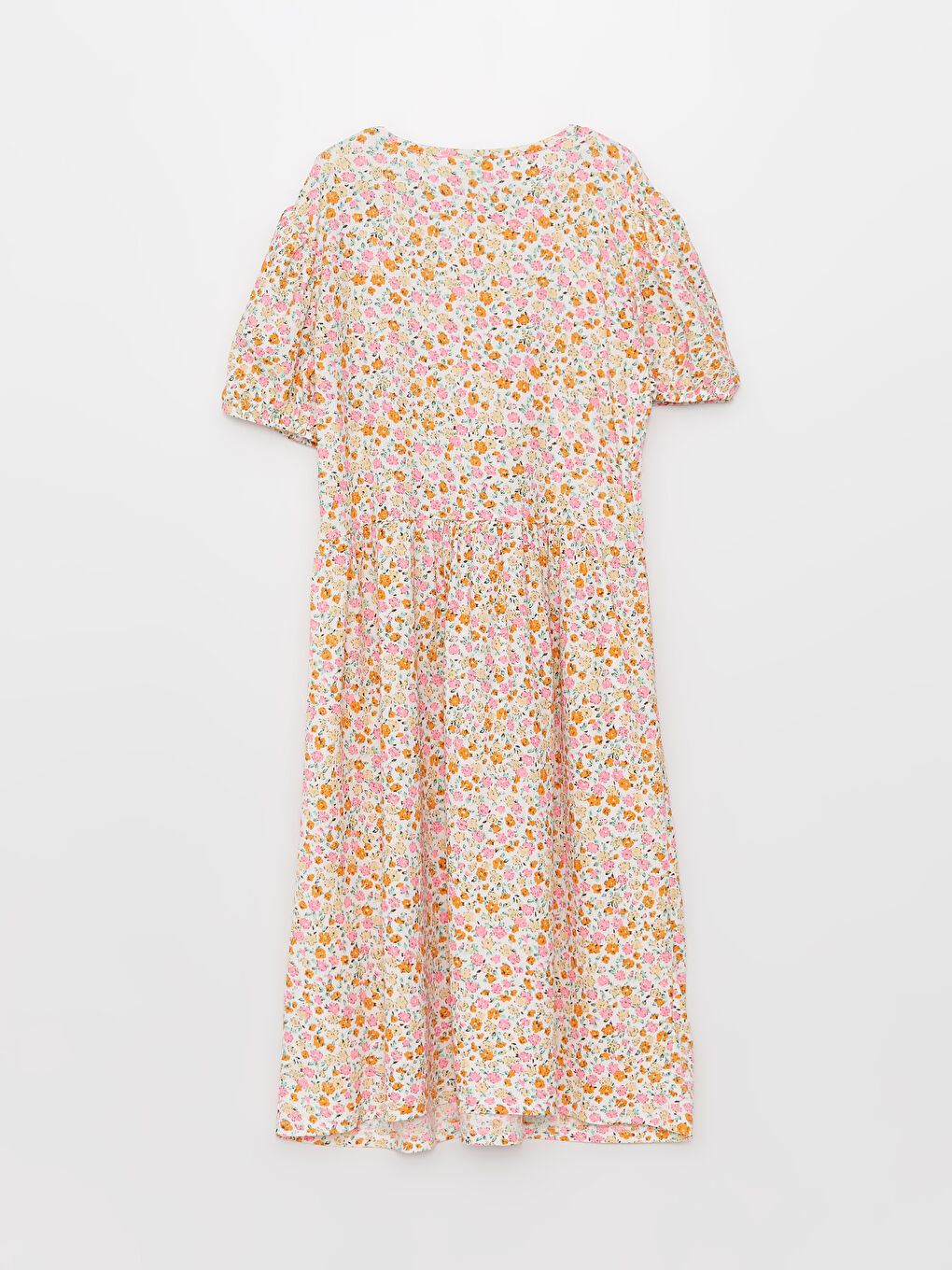 Crew Neck Patterned Short Sleeve Girls' Dress -S35543Z4-LRA