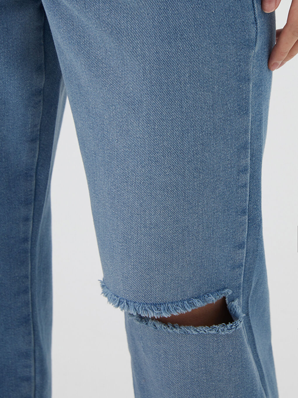 İndigo Yüksek Bel Standart Fit Kadın Jean Pantolon-3