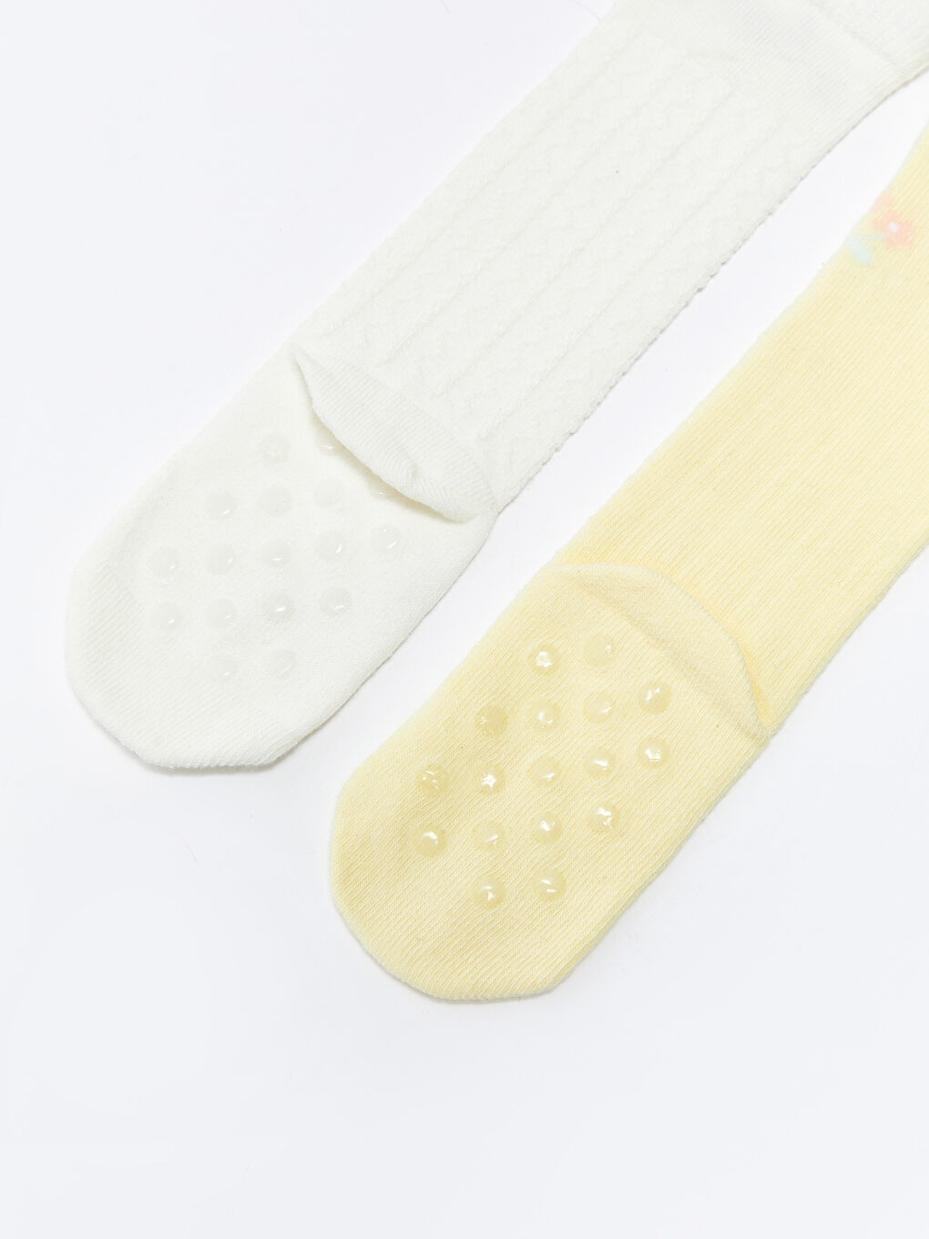Sarı Desenli Kız Bebek Diz Altı Çorap 2'li-4