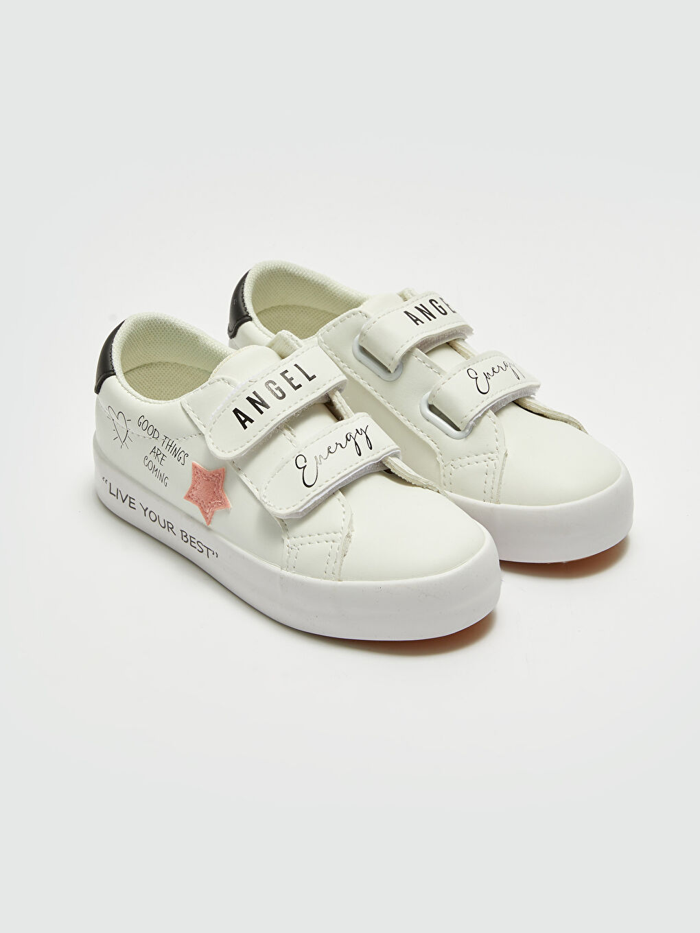 Printed Hook and Loop Girls' Sneakers