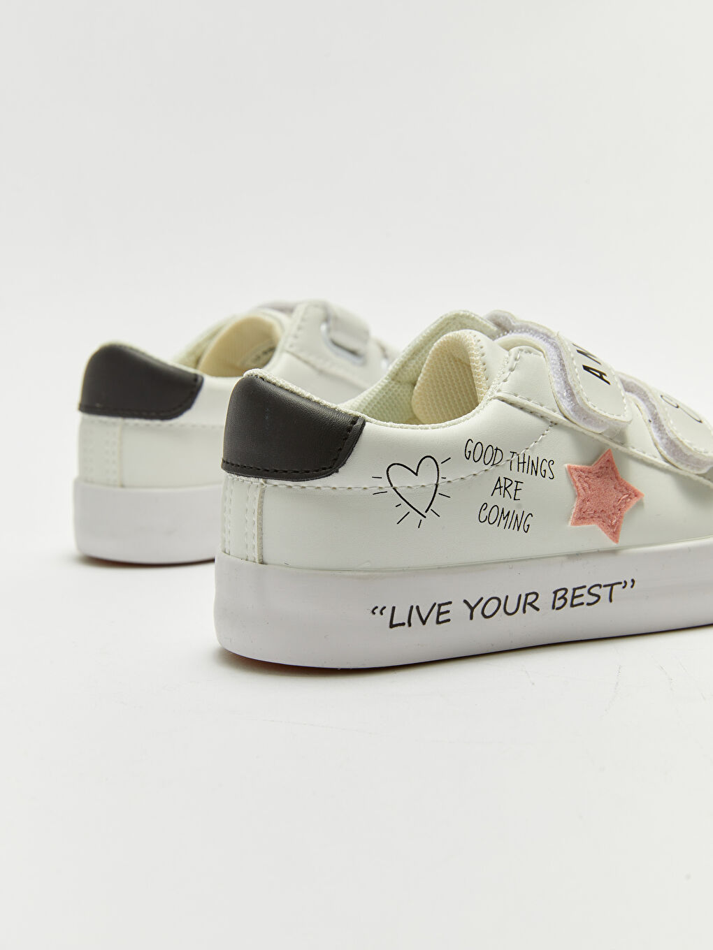 Printed Hook and Loop Girls' Sneakers-4