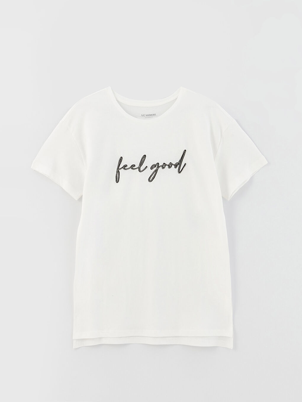 Crew Neck Embroidered Short Sleeve Women's T-Shirt-10