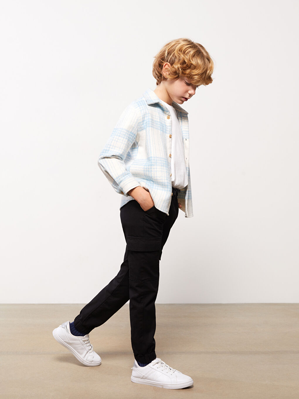 بنطلون كارغو للأولاد بخصر مرن