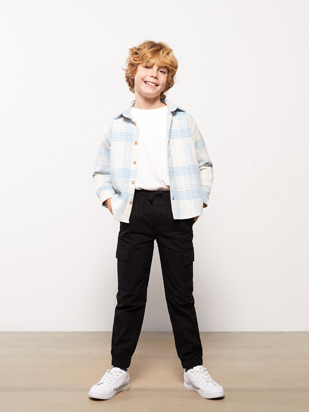 بنطلون كارغو للأولاد بخصر مرن-1