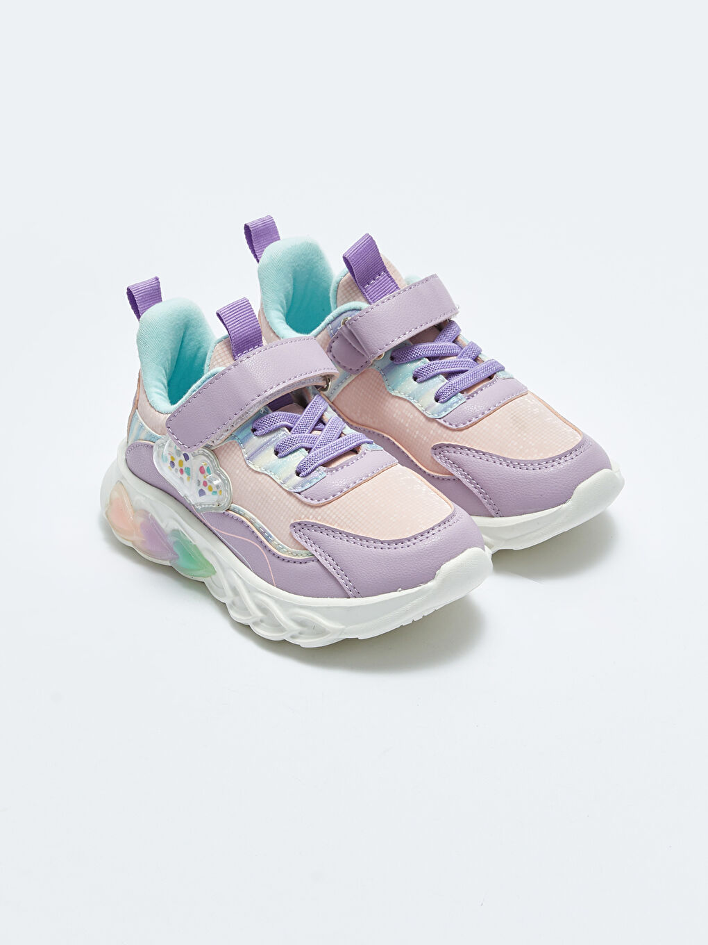 Lila Cırt Cırtlı Işıklı Kız Çocuk Spor Ayakkabı-1