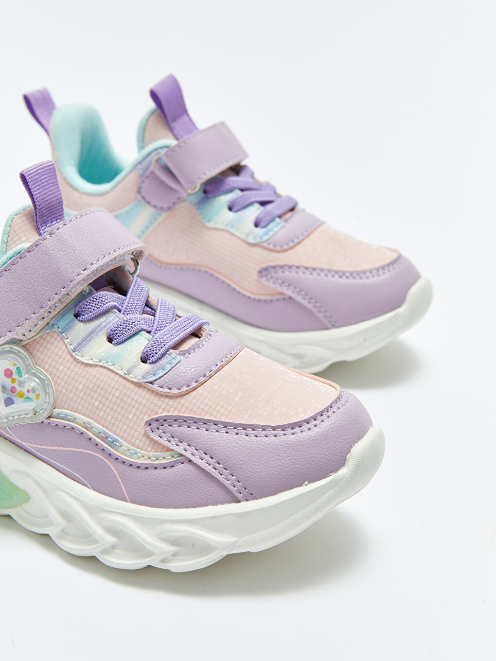 Lila Cırt Cırtlı Işıklı Kız Çocuk Spor Ayakkabı-3