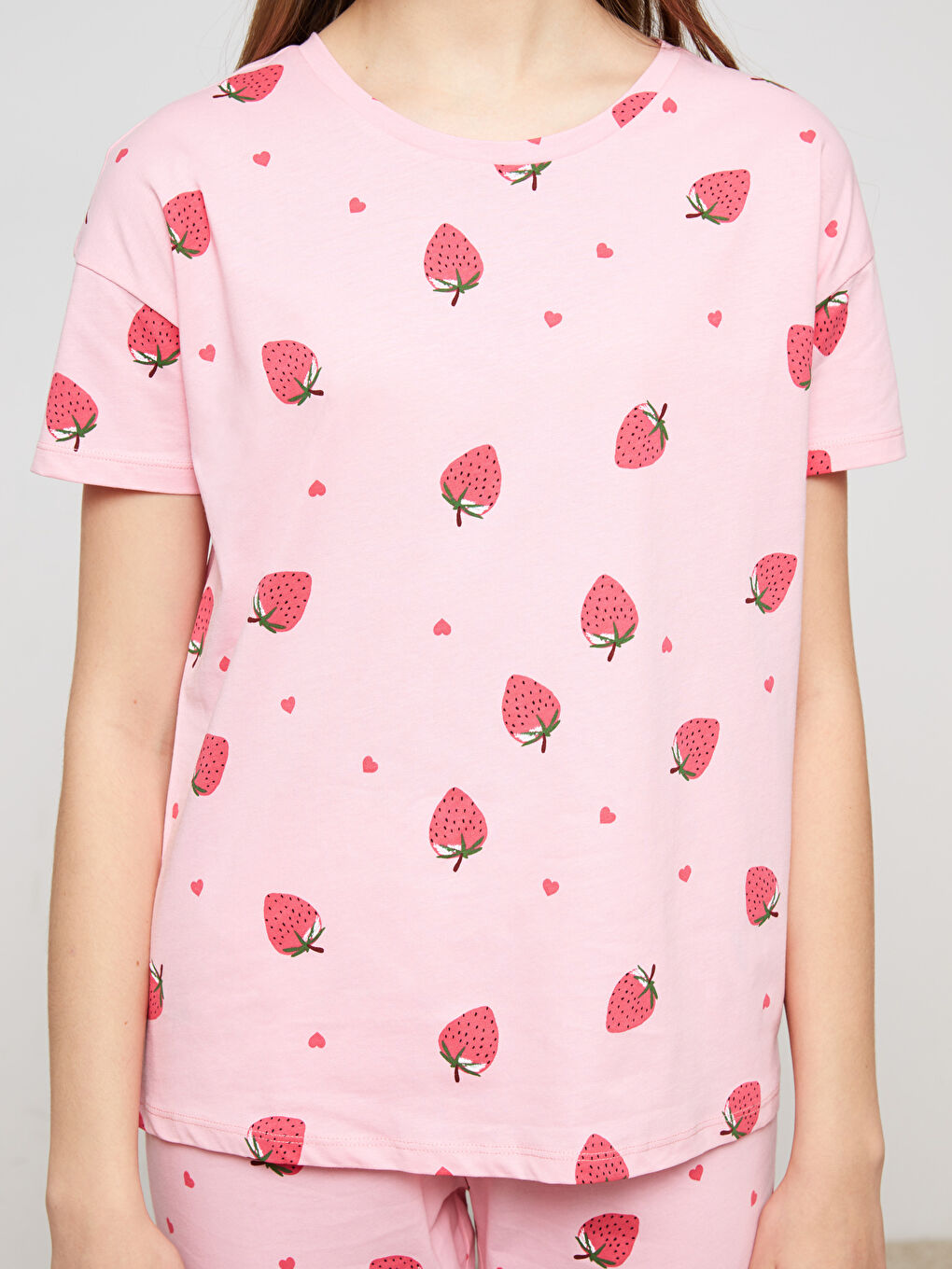 Crew Neck Printed Short Sleeve Women's Pyjama Set-2