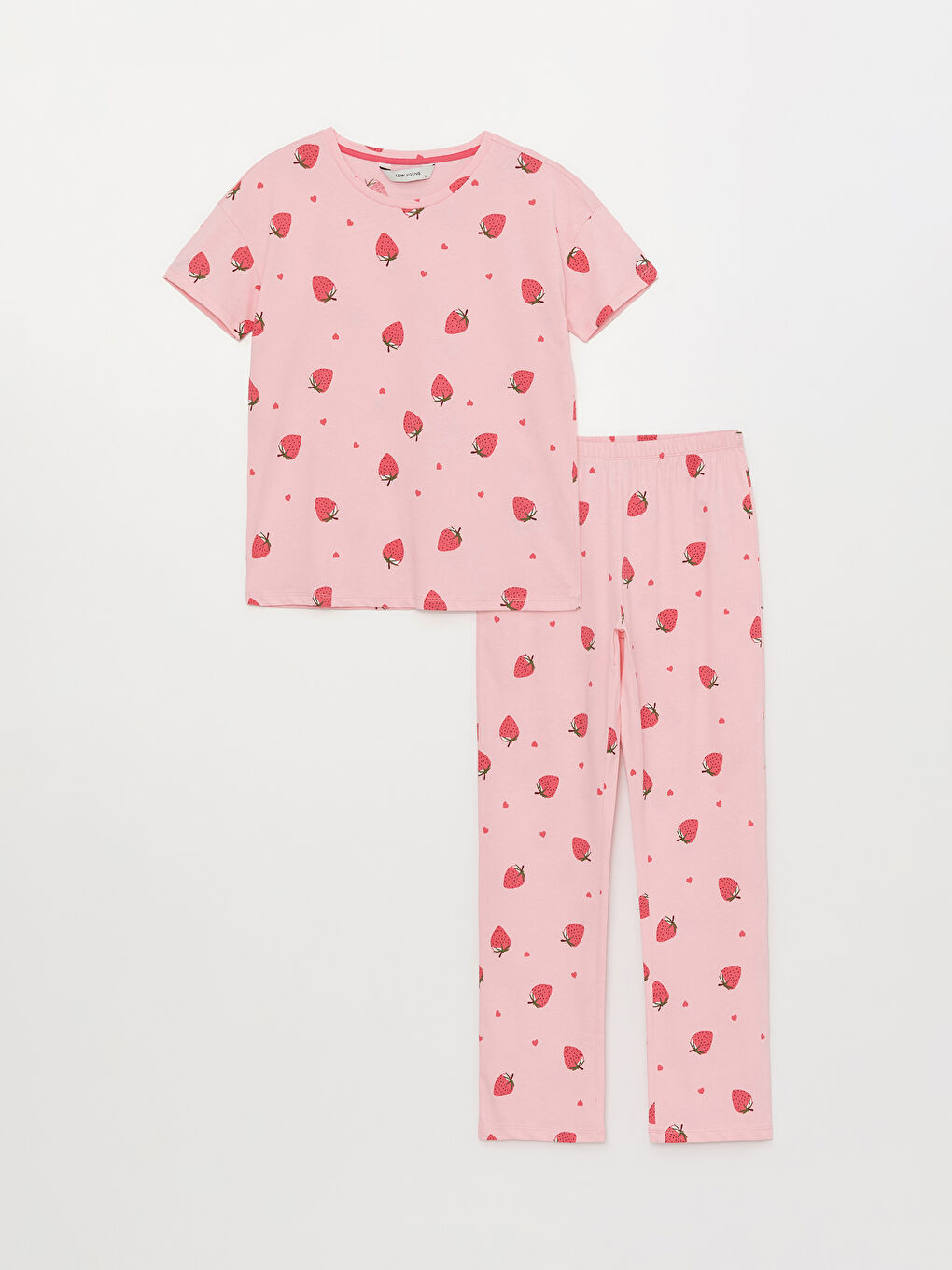 Crew Neck Printed Short Sleeve Women's Pyjama Set-4