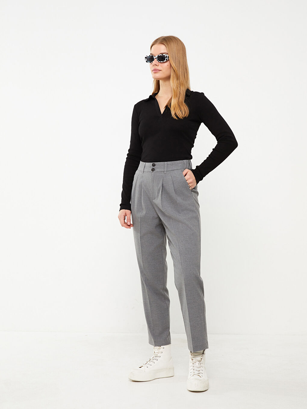 T-Shirt à Manches Longues et Col Polo pour Femmes-2