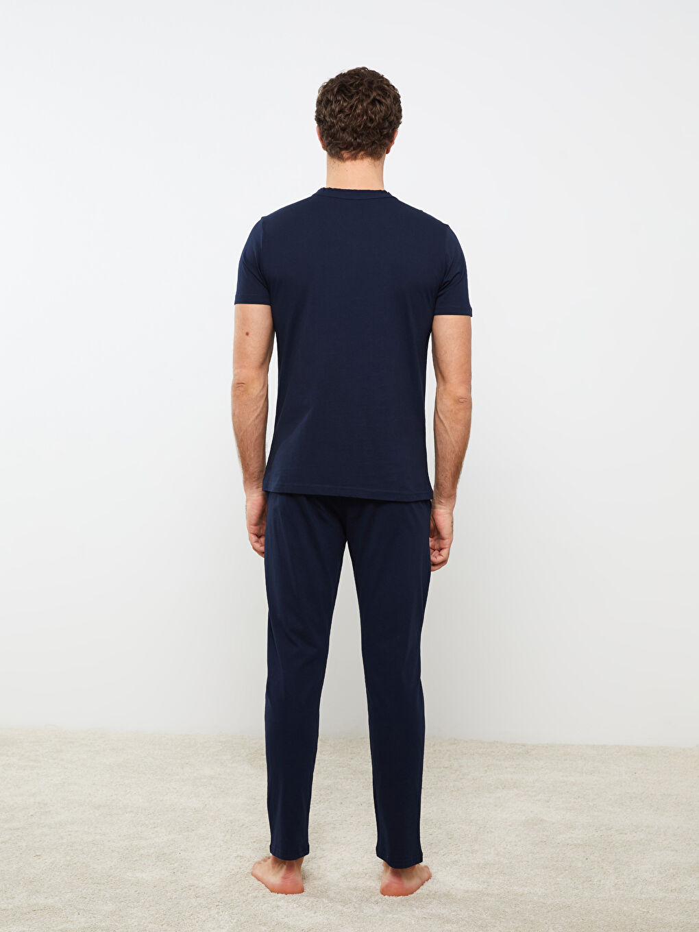 Lacivert Standart Kalıp Erkek Pijama Takımı-5