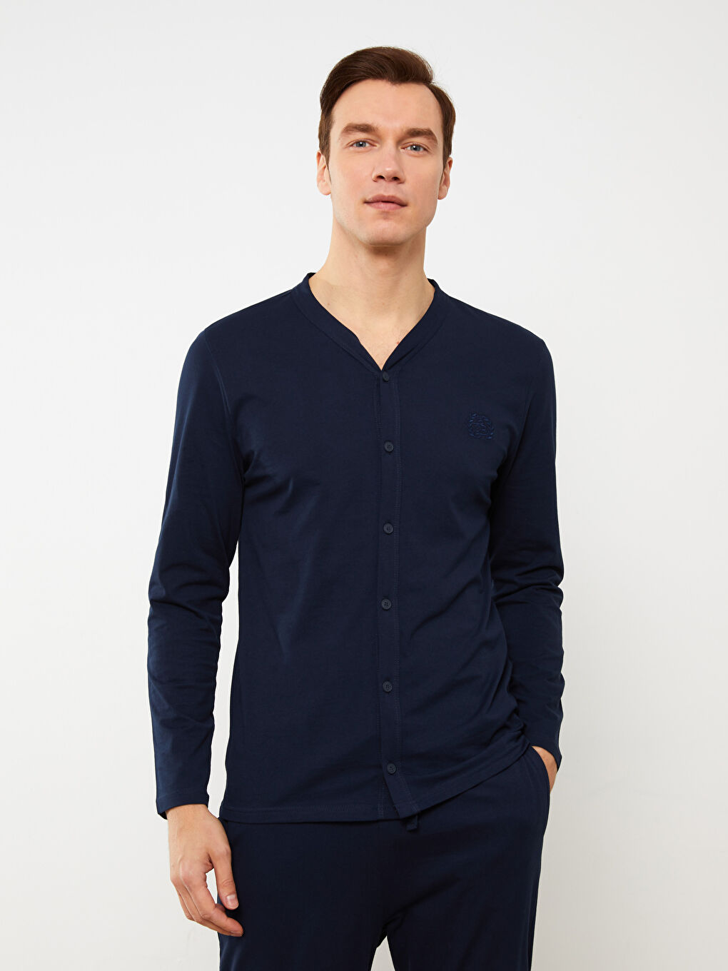 Lacivert Standart Kalıp Erkek Pijama Takımı-2