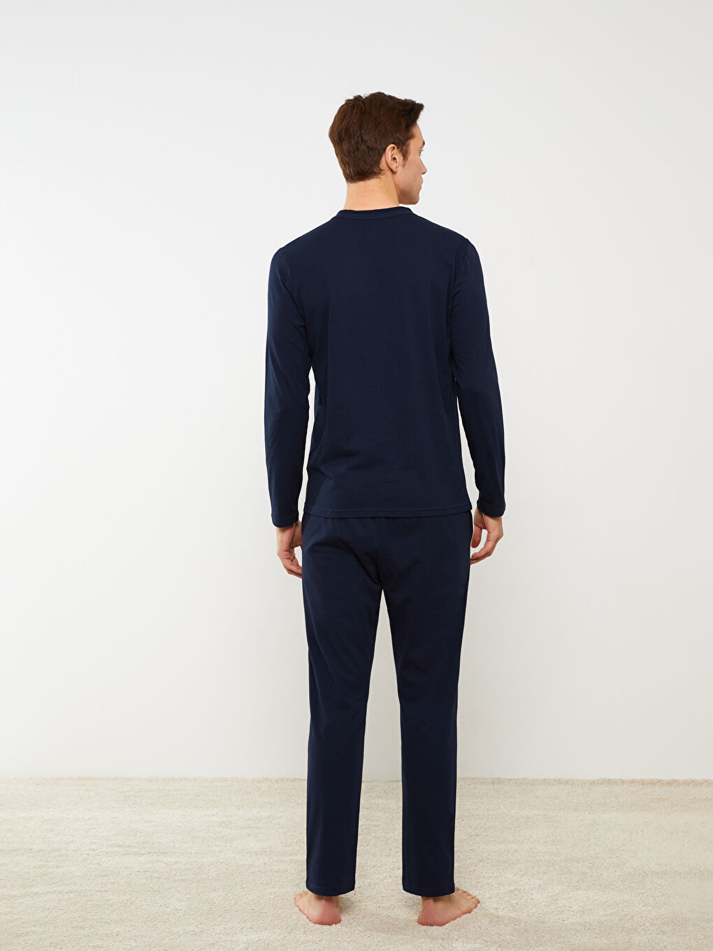Lacivert Standart Kalıp Erkek Pijama Takımı-4