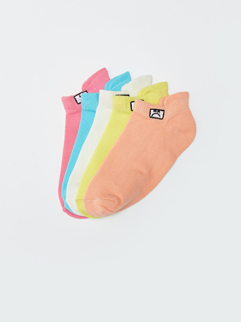 Pembe Basic Kız Çocuk Patik Çorap 5'li-1