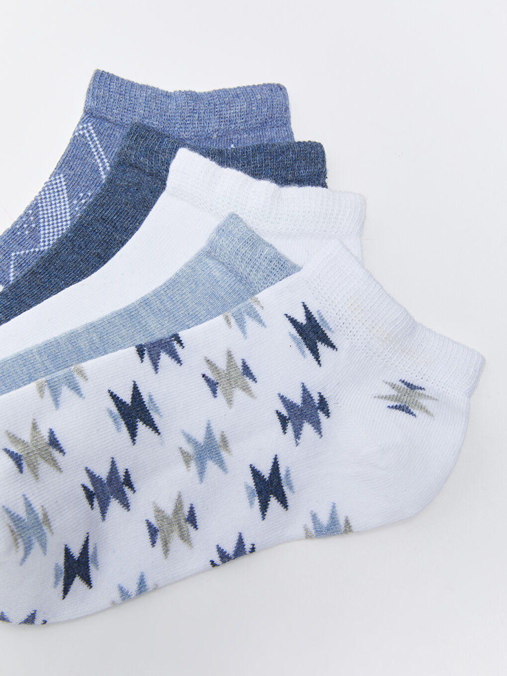 Beyaz Desenli Kadın Patik Çorap 5'li-2