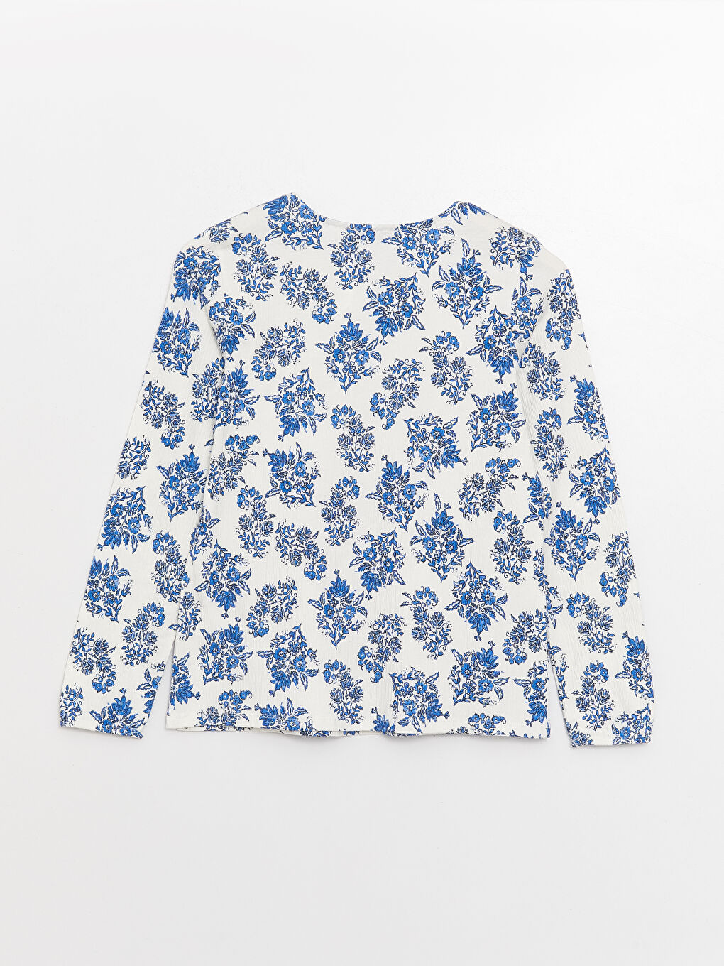 Tie Neck Patterned Long Sleeve Women's Blouse-6