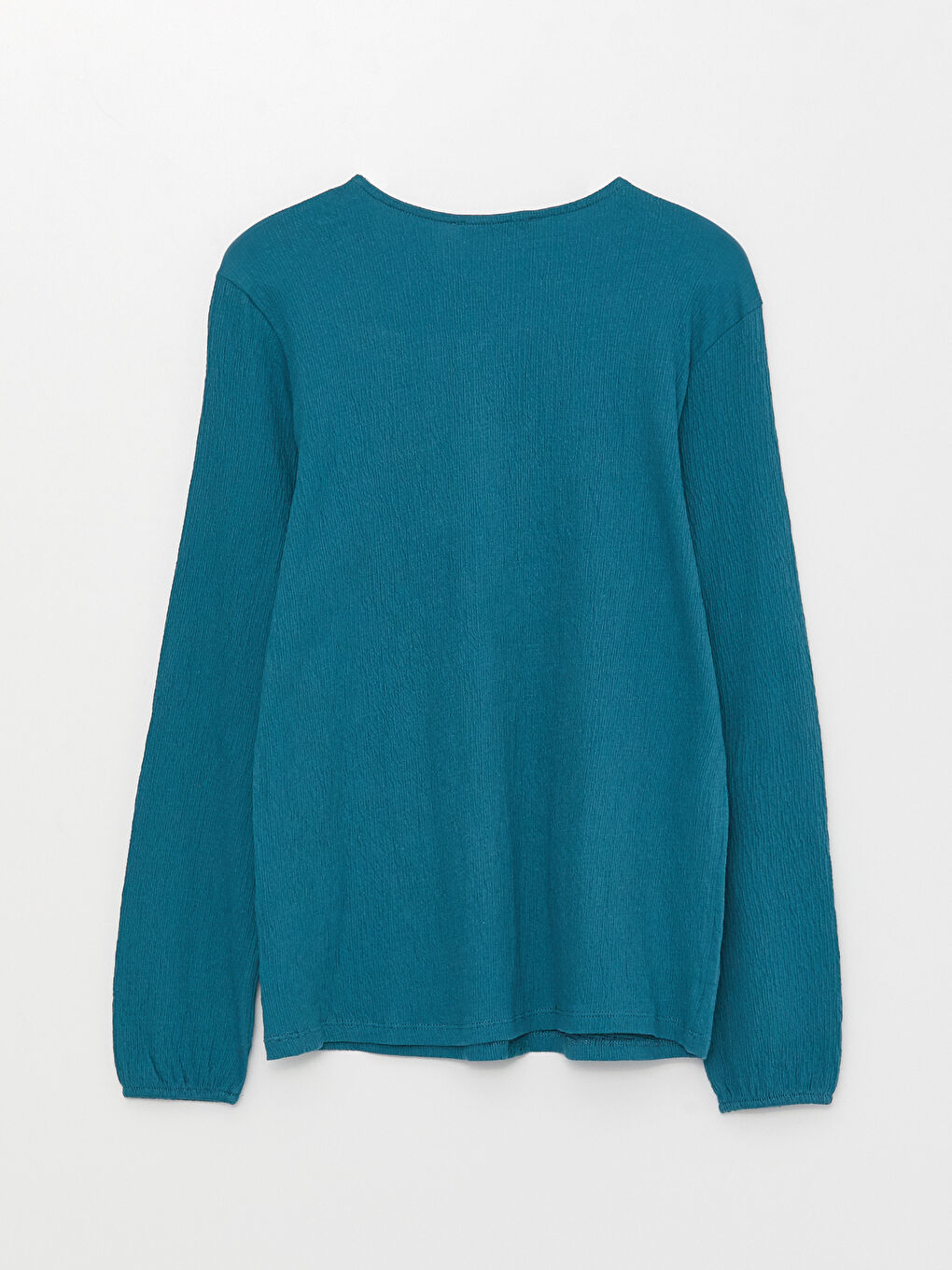 Petrol Bağlamalı Yaka Nakışlı Uzun Kollu Kadın Bluz-6