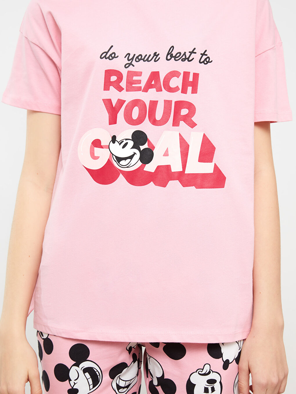 Set de pijama pentru Femei cu Guler rotund și Imprimat Mickey Mouse-6