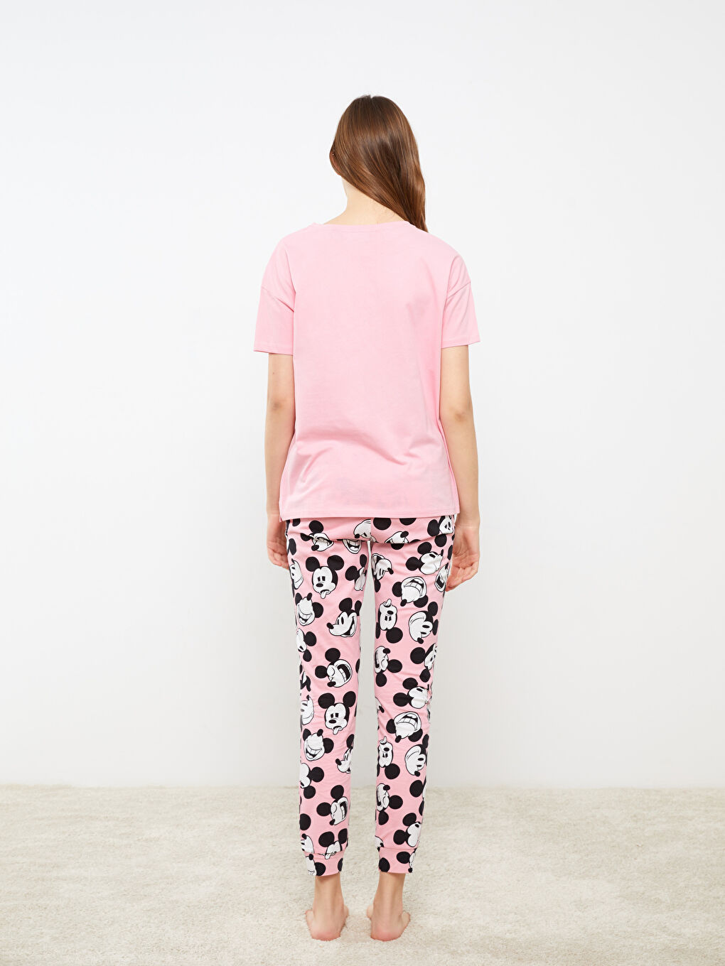 Set de pijama pentru Femei cu Guler rotund și Imprimat Mickey Mouse-7