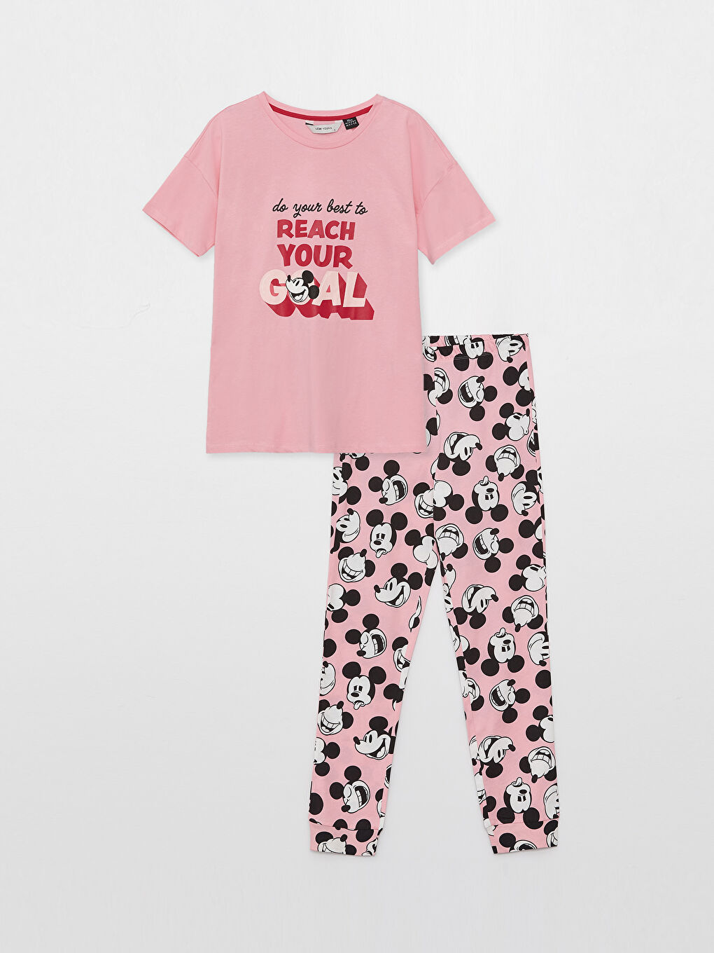 Set de pijama pentru Femei cu Guler rotund și Imprimat Mickey Mouse-8