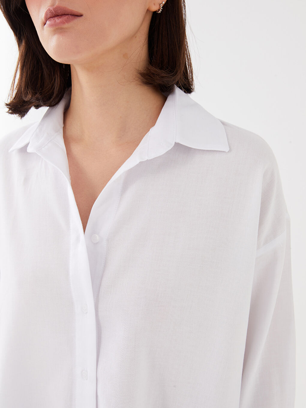 LCW Vision Plain Oversized Gabardine Fabric Women's Long Sleeve Shirt -S35777Z8-R9K