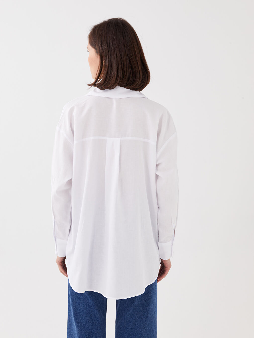 LCW Vision Plain Oversized Gabardine Fabric Women's Long Sleeve Shirt -S35777Z8-R9K