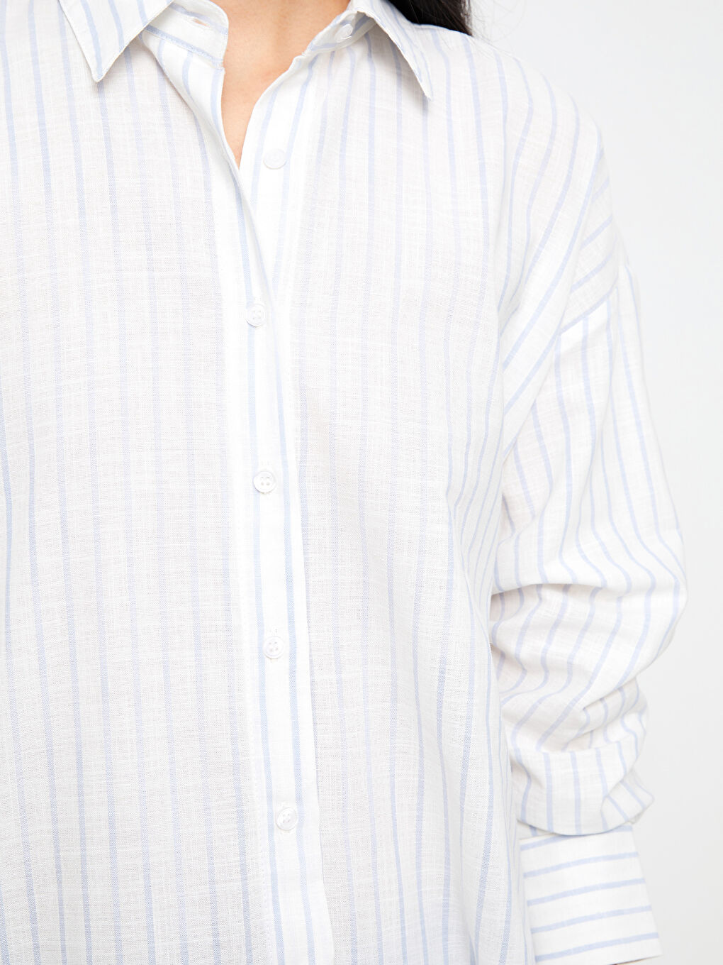 Полосатая рубашка с длинным рукавом оверсайз для женщин-4