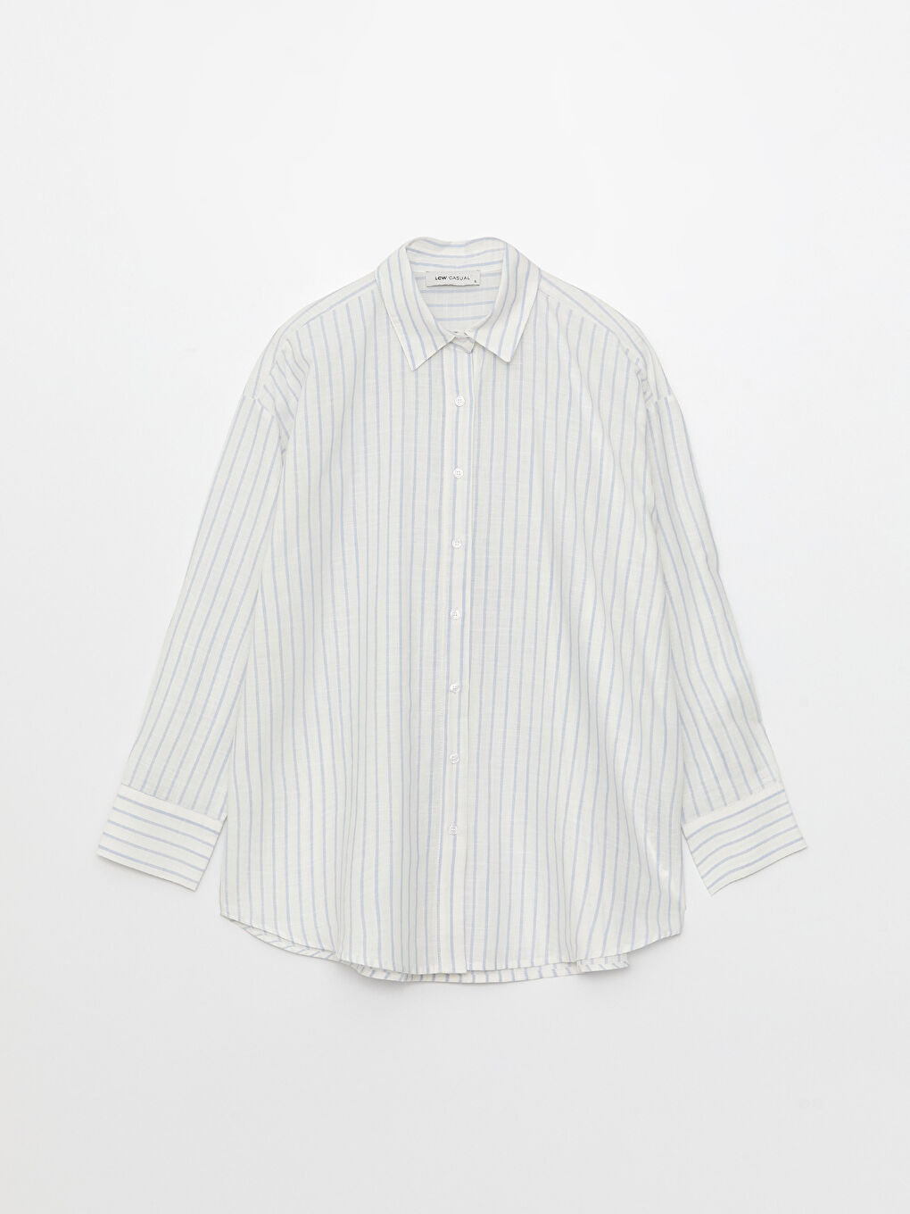 Полосатая рубашка с длинным рукавом оверсайз для женщин-7