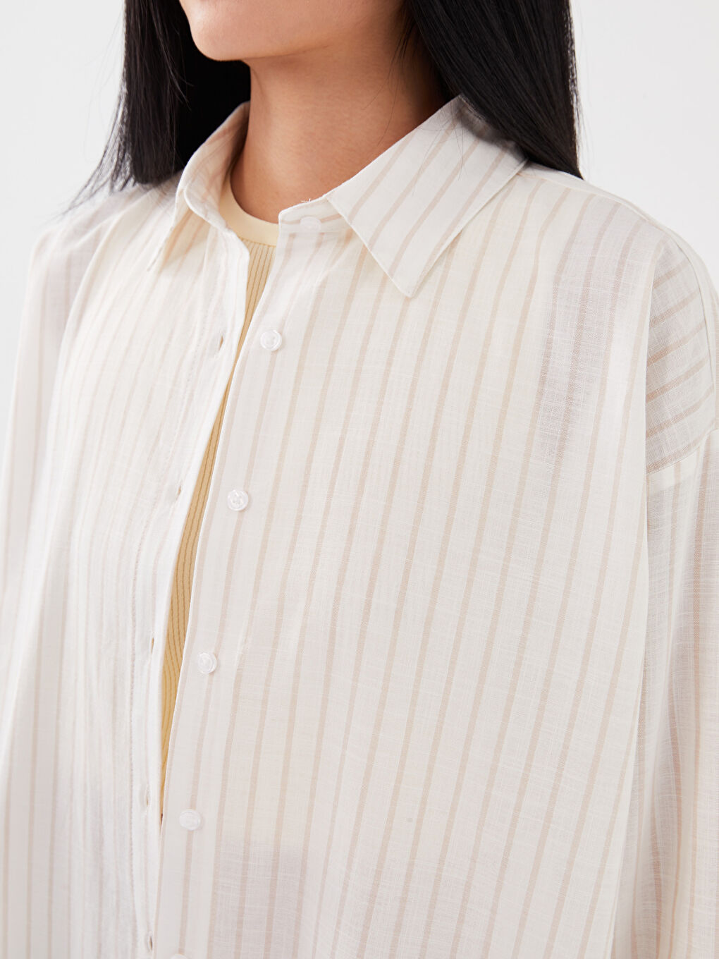 Striped Long Sleeve Oversize Women's Shirt-3