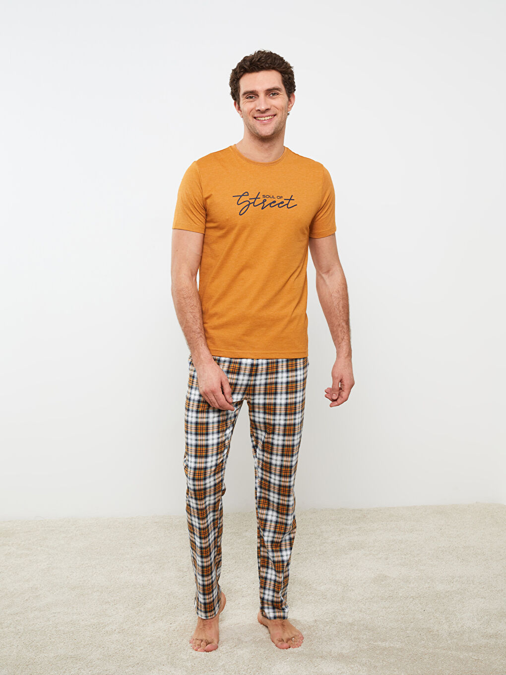Regular Fit Plaid Men's Pyjama Set -S35789Z8-LUG