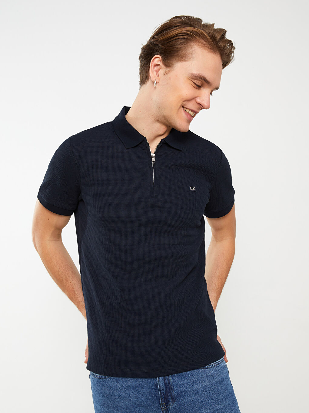 Lacivert Polo Yaka Kısa Kollu Erkek Tişört