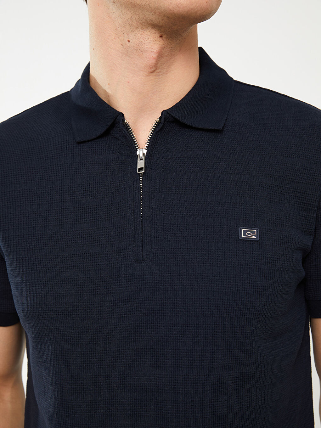 Lacivert Polo Yaka Kısa Kollu Erkek Tişört-3