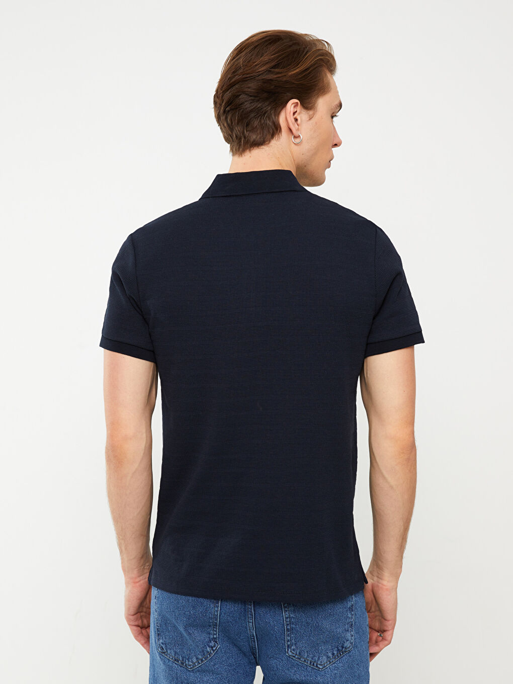 Lacivert Polo Yaka Kısa Kollu Erkek Tişört-4